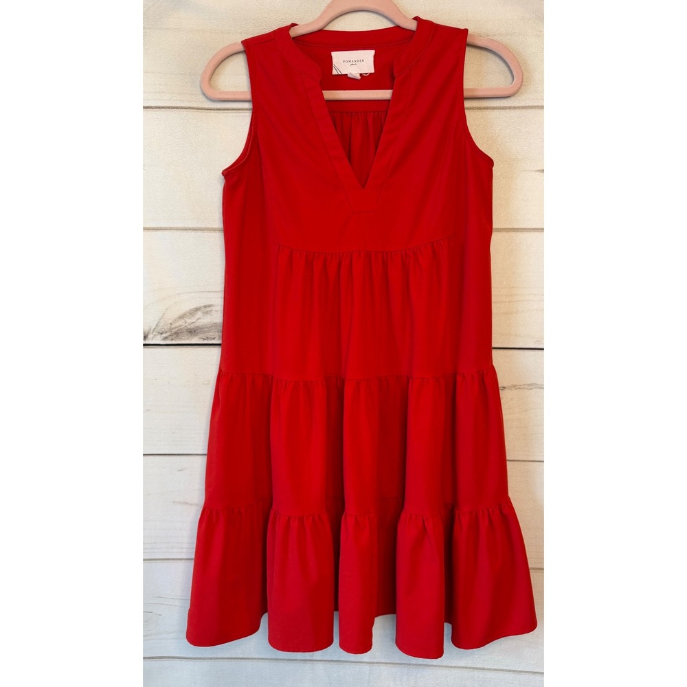 Pomander Place Red Sleeveless Tiered Mini Dress XS Y23296T